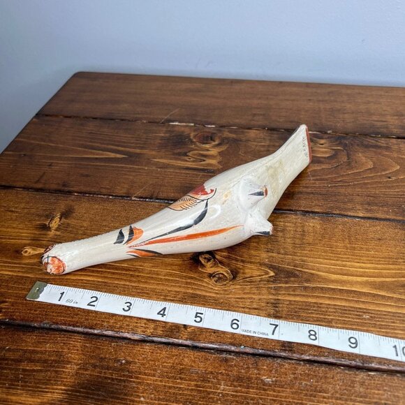 Vintage Tonala Mexican Pottery Hand Painted Pheasant Folk Art Figure 9” long - Picture 11 of 12